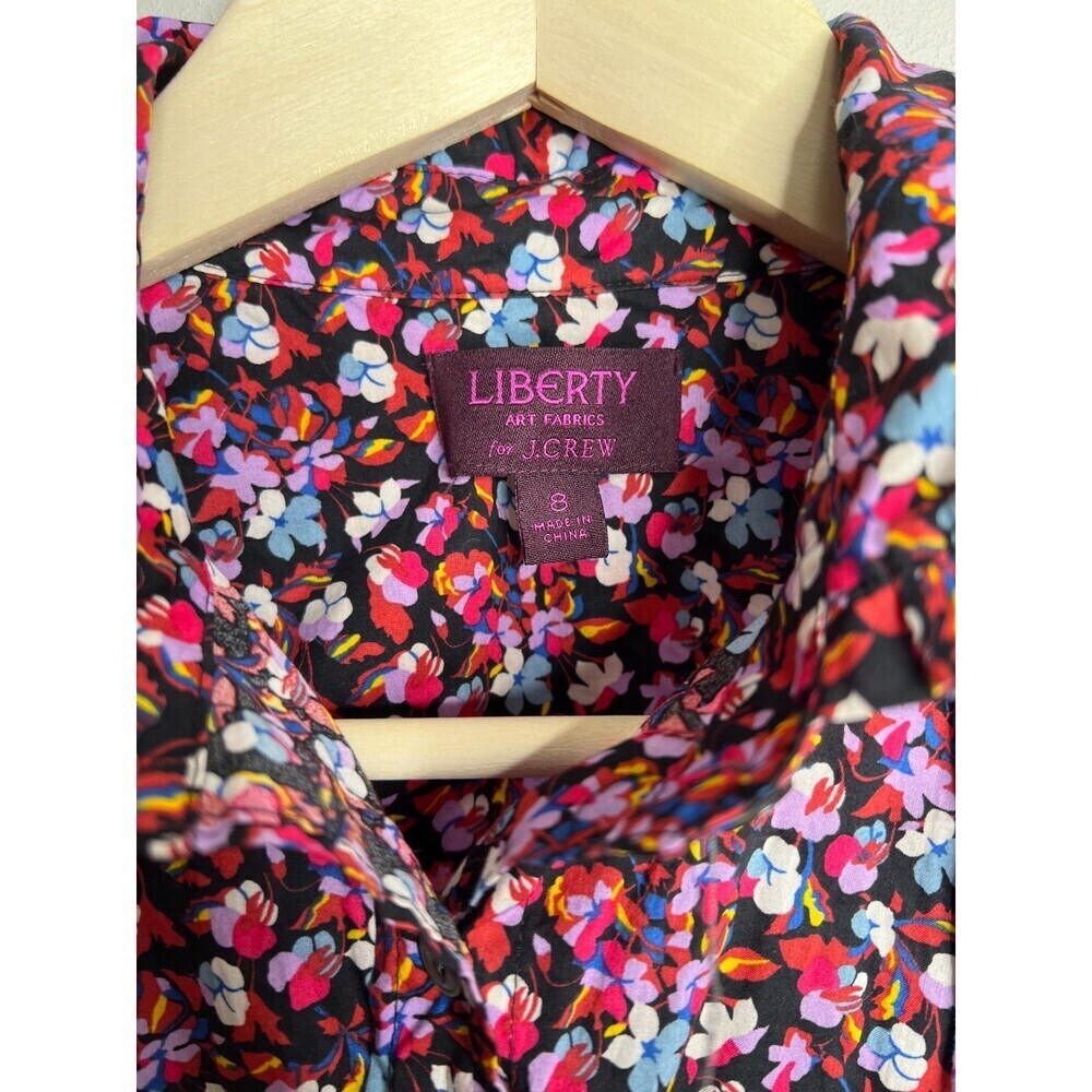 J Crew Liberty Art Fabrics Floral Tie Neck Button Front Top Size 8 Sarah Print - Picture 3 of 6